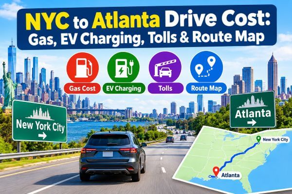 NYC to Atlanta Drive Cost Gas, EV Charging, Tolls & Route Map