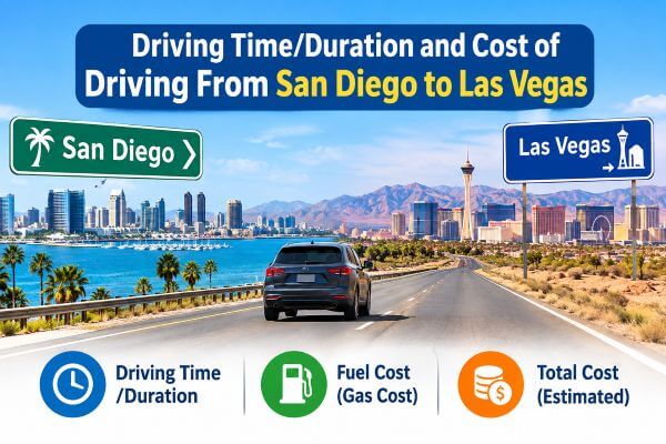 Driving Time/Duration and Cost of Driving From San Diego to Las Vegas
